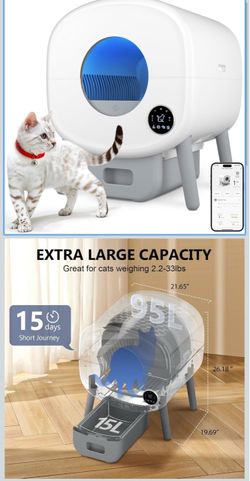 OPENED BOX | Automatic Litter Box,Safety Sensor,App Control,95L Large Capacity