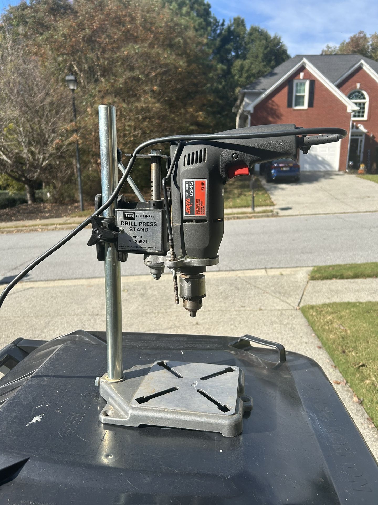Craftsman Drill Press Stand complete with a 1/3 hp 1/2 inch Skill Drill.