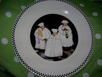 Unique LARGE 10 1/2" ITALIAN Checkerboard FAT CHEF DINNER Plate