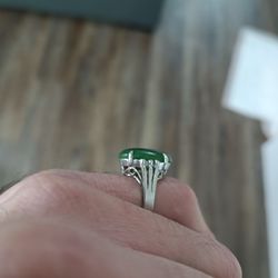 14k white gold jade ring