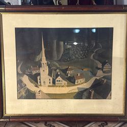 Painting from the work "Paul Revere's Midnight Walk" by Grant Wood. "33x28"