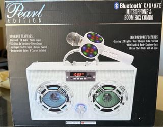 Pearl Edition bluetooth karaoke, microphone and boom box combo!