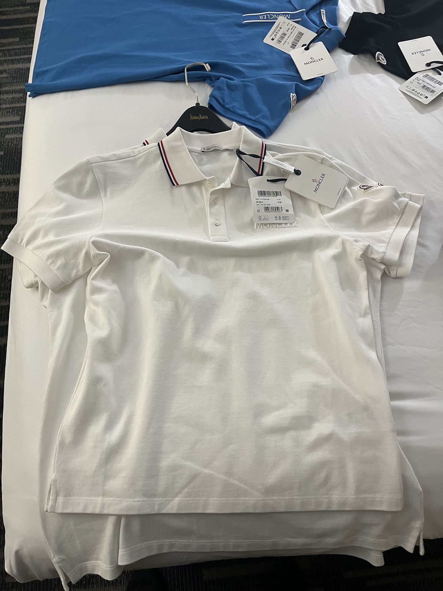 Moncler White S&S Polo Shirt