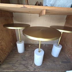 ARTICLE BRAND Narro Marble Side Tables - Brass