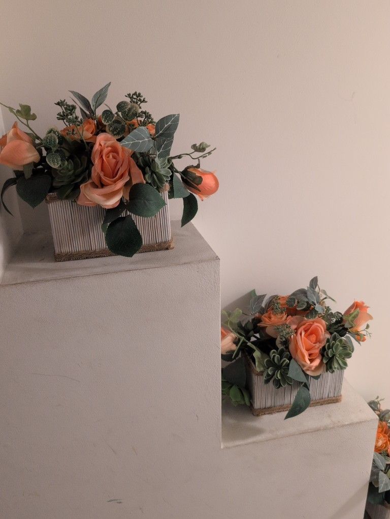 Decoration Artificial Flowers Plants Fake Rose Floral Arrangements in Pot