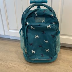 Teal Dog Rolling Backpack 