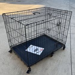 New In Box 36 Inches 2 Dogs Folding Foldable Dog Cage Crate Removable Wheels 36x24x29 Inch Tall Pet Carrier 