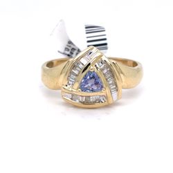 14Kt Yellow Gold Tanzanite Diamond Ring 4.85g Size 10.5 21977950