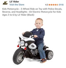 Lil' Rider Kids 6V Electric Police Motorcycle