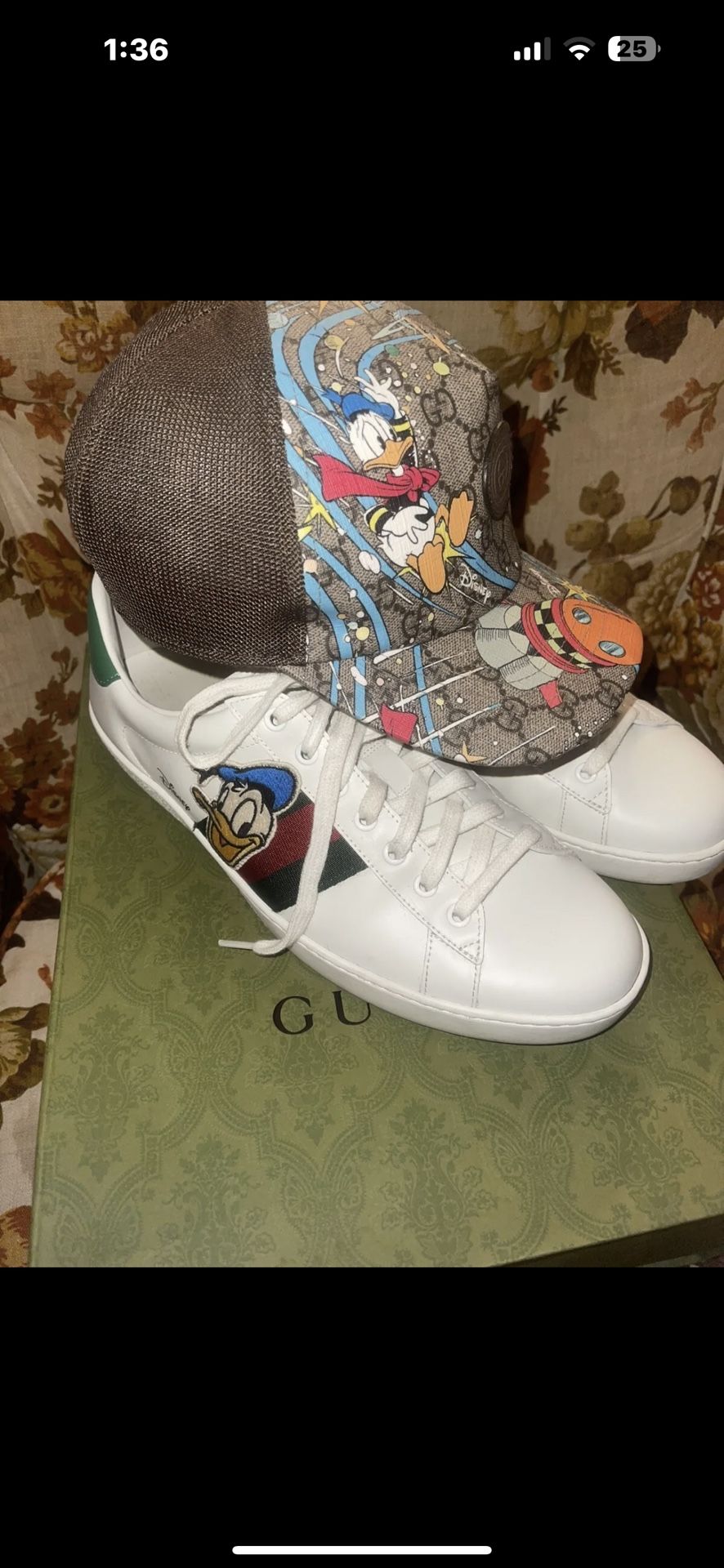 Gucci X Disney Shoes Size10 And Hat Medium