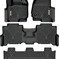 Mats Compatible for 2018-2024 Ford Expedition/Expedition Max with 2nd Row Bench Seat, Front 1st & 2nd 3rd Seat Black Floor Liner Set 