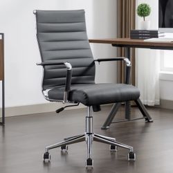Brand New Executive Office Chair – Adjustable Swivel Desk Chair with Wheels, Faux Leather, Charcoal