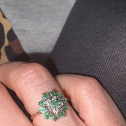 Emerald and diamond 14k ring