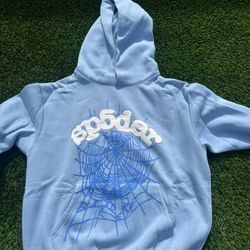 Sp5der Sky Blue Web Hoodie