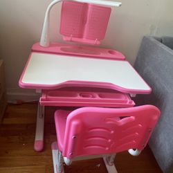 Adjustable Pink Kids Desk and Chair Set