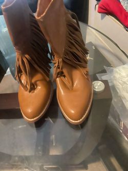 Brown Fringe Ankle Boots