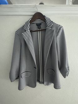 Soho Apparel Navy and White Striped Jacket
