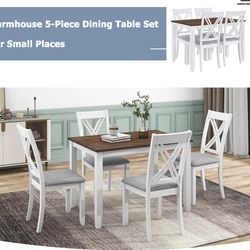 Farmhouse 5-Piece Dining Table Set for Small Places