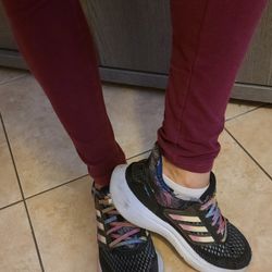 Well Loved ADIDAS shoes. Customized  Rainbow Laces. 