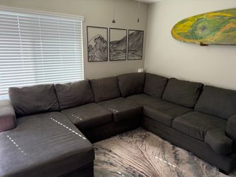 Large Dark Gray Sectional Sofa with Chaise