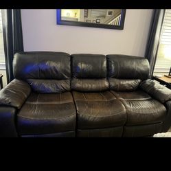 Leather Recliner Couch and Love Seat 