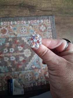 .925 sterling silver Amethyst,  pink ice, garnet,  citrine ring