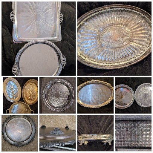 Vintage Silver Serving Tray Footed Divided Dish Heller Ware Martian Rogers Baskets