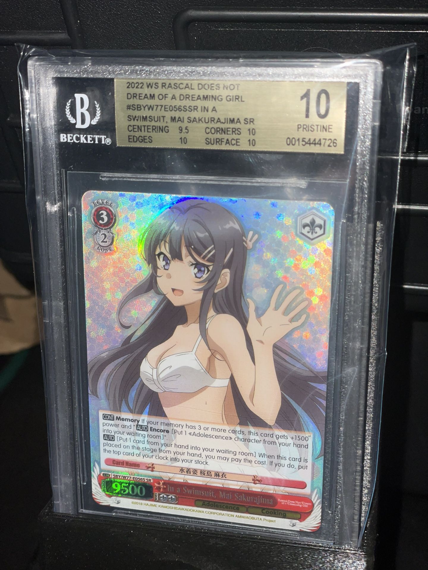 💎 Pristine 💎 BGS 10 Rascal Mai Sakurajima Swimsuit SR 2022 Weiss Schwarz #E056