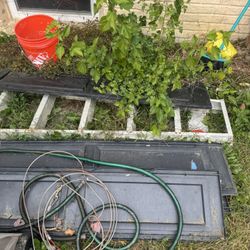 Ladder, Bricks and pieces of wood