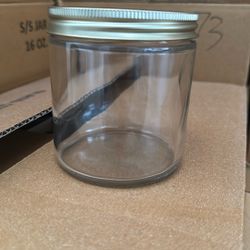 16 Oz Glass Jar With Gold Lid