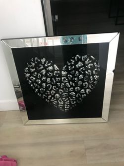 Glass heart mirror