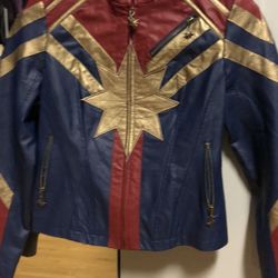 Avengers Endgame Captain Marvel Leather Jacket, Real Leather SIZE SMALL For Women