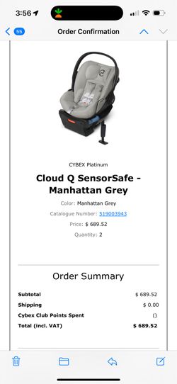 Two Cybex Cloud G Car seats Plus Base