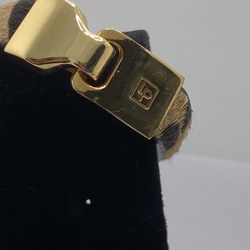 Leather Cow Hide Hair and Gold tone Bracelet Size S//M