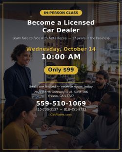 Become used car dealer (wholesale or retail)