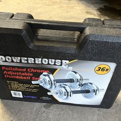 NEW Adjustable Dumbbell Set - PowerHouse CDS 36 Polished Chrome
