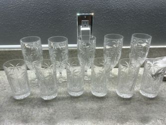 11 piece palm, imprinted glassware