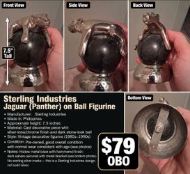 Sterling Industries Jaguar / Panther on Ball Figurine – $79 OBO