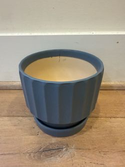 Blue Fluted Ceramic Planter