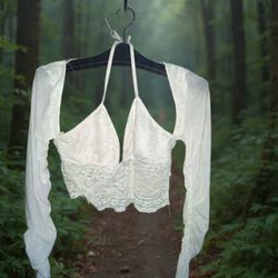 Cute White Tank With Long Sleeves Size M SERIOUS BUYERS ONLY!!!