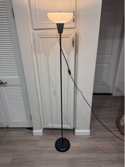 6 Ft Black Torchiere Floor Lamp w/ Frosted Shade