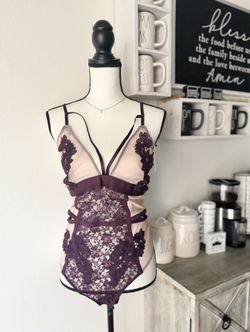 Sexy Lace Purple & Cream One Piece