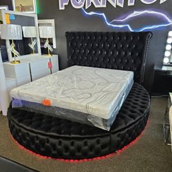Brand New Round Shapen Bedframe Storage & LED LIGHT QUEEN: $849 KING: $999