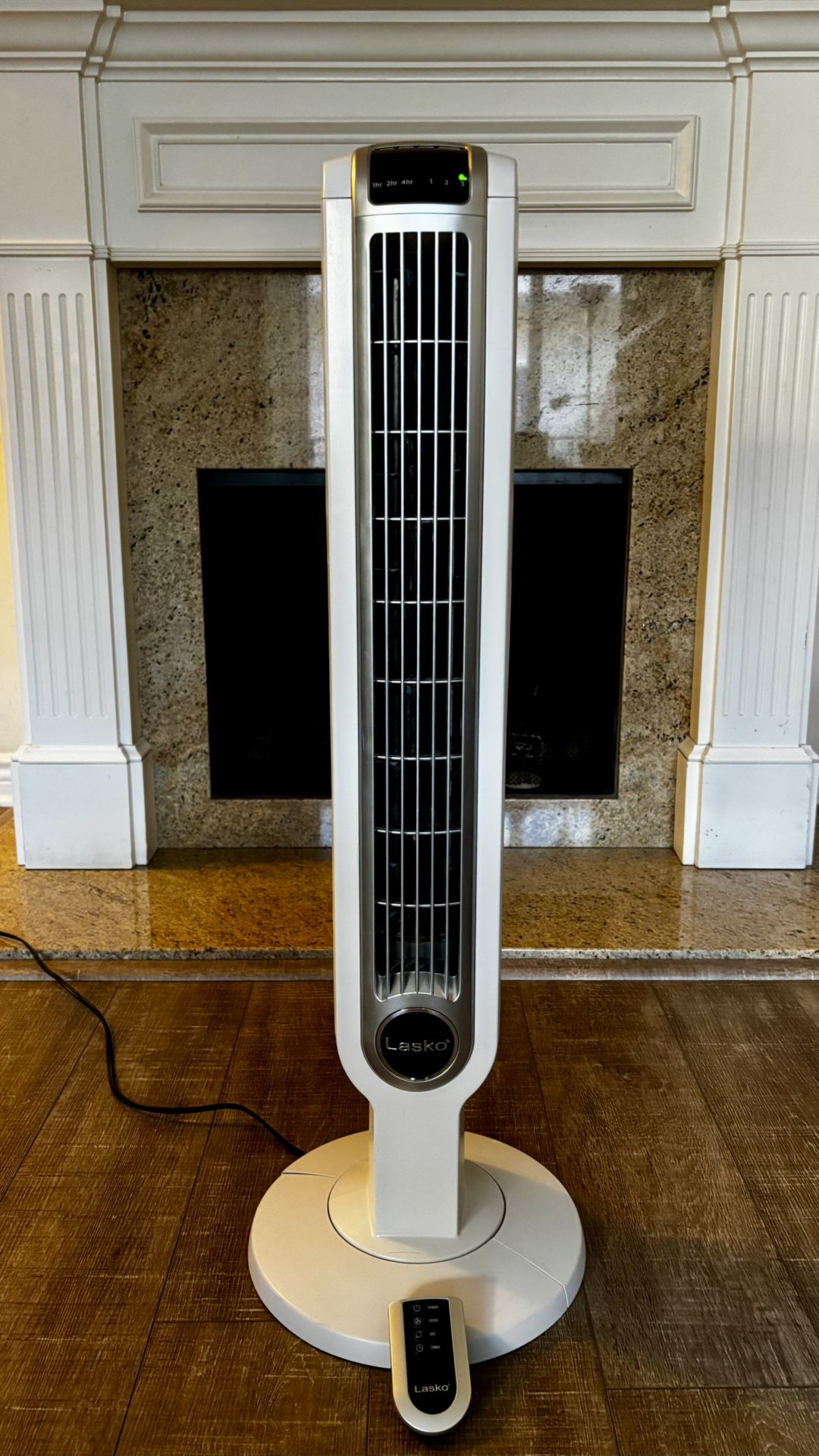 Lasko Oscillating Tower Fan with Remote Control, 3 Quiet Speeds, Timer for Bedroom, Kitchen, Office Use, White, 36"