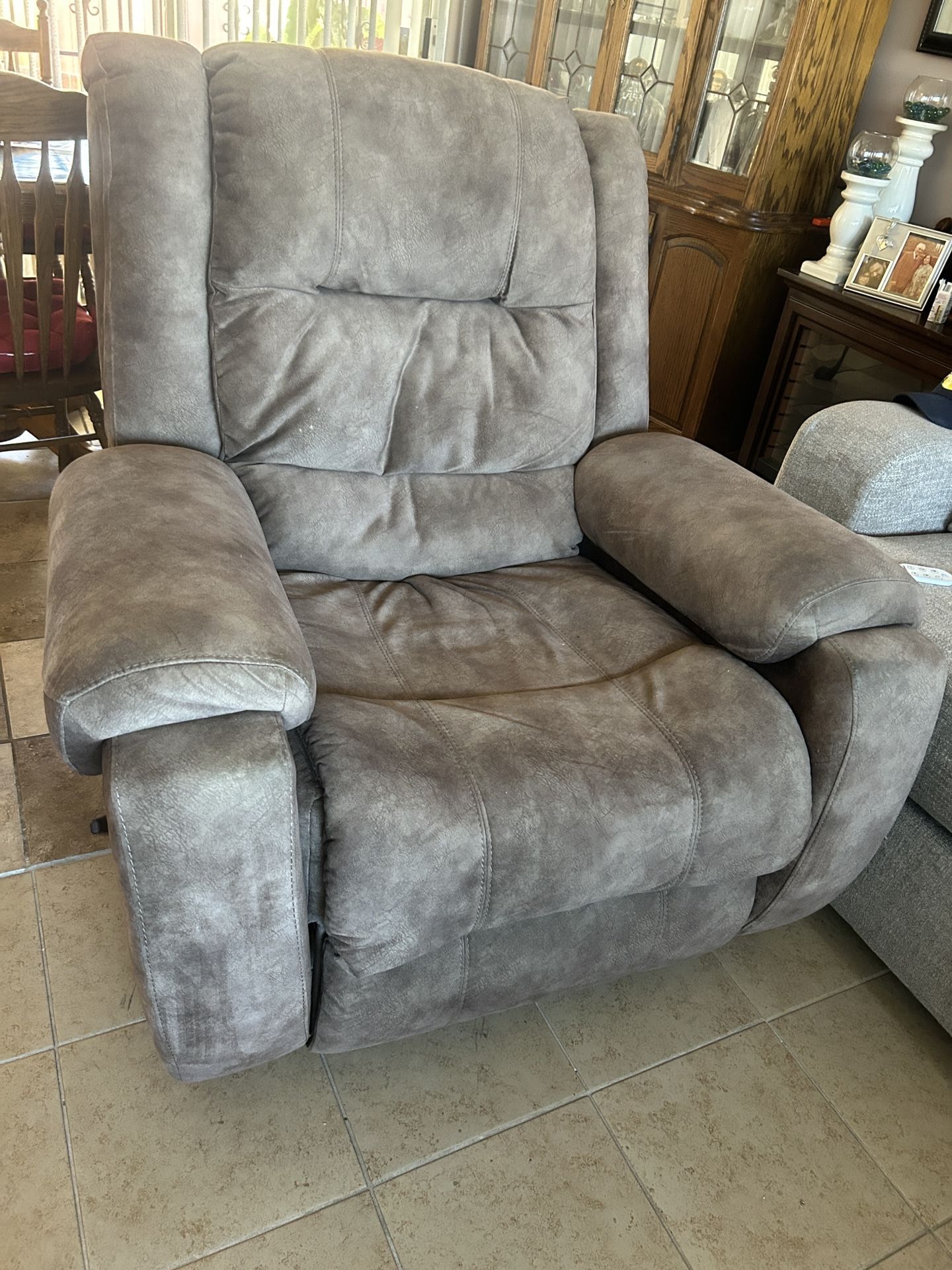 Recliner For Free. Light Brown Comfortable Suede faux Leather