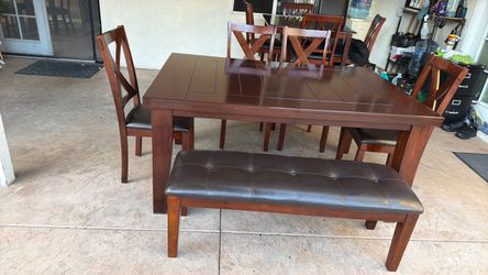 Dining table and 4 chairs one bench