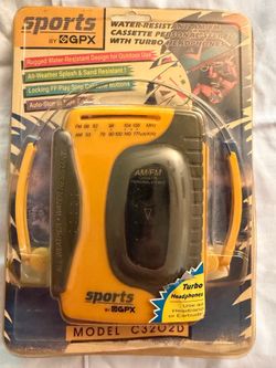 GPX Sports Water-resistant Cassette Player with AM/FM radio and headphones