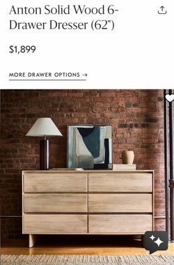 Anton Solid Wood 6-Drawer Dresser 62"