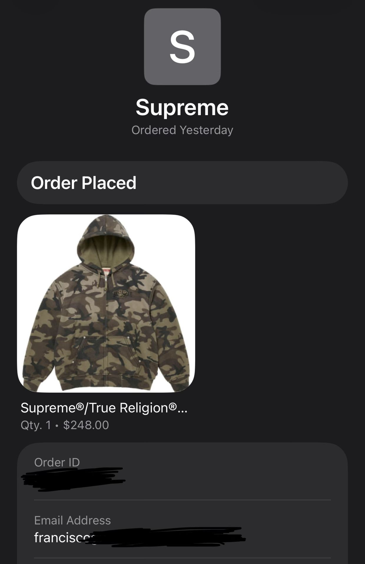 Supreme x True Religion Camo Zip Up Sweatshirt