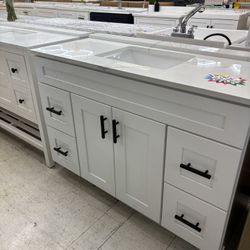49” MALIBU WHITE VANITY WHIT QUARTZ TOP